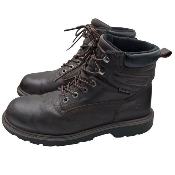 Wolverine Men's Floorhand Waterproof Dark Brown Leather Work Boots - Picture 1 of 16
